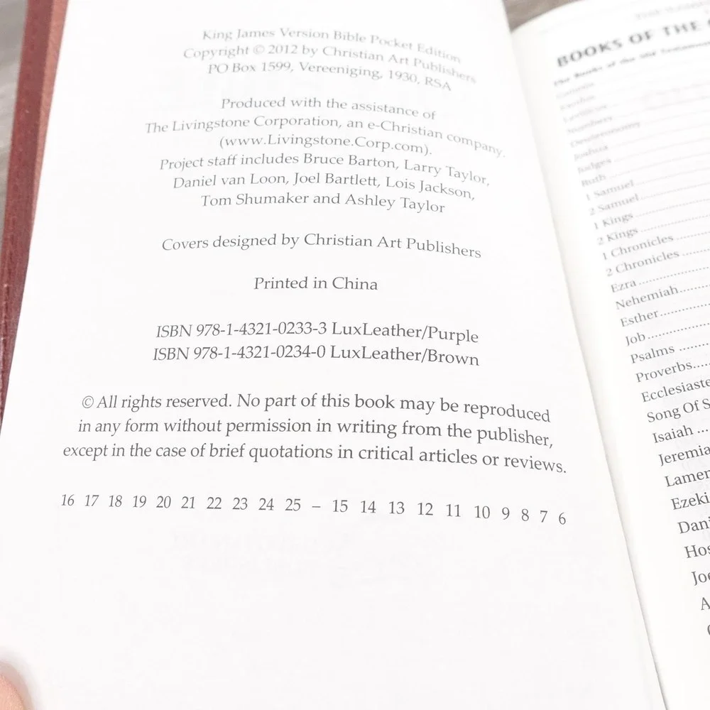 Holy Bible King James Version Pocket Brown Faux Leather Christian Art Publishers